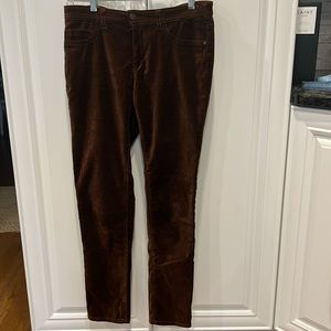 Pilcro-Anthropologie private label-brown velvet serif fit skinny jeans -size 29